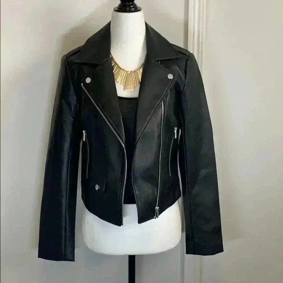 BNWT Cupcakes and cashmere  faux leather Moto Jacket size Xs - Picture 2 of 7